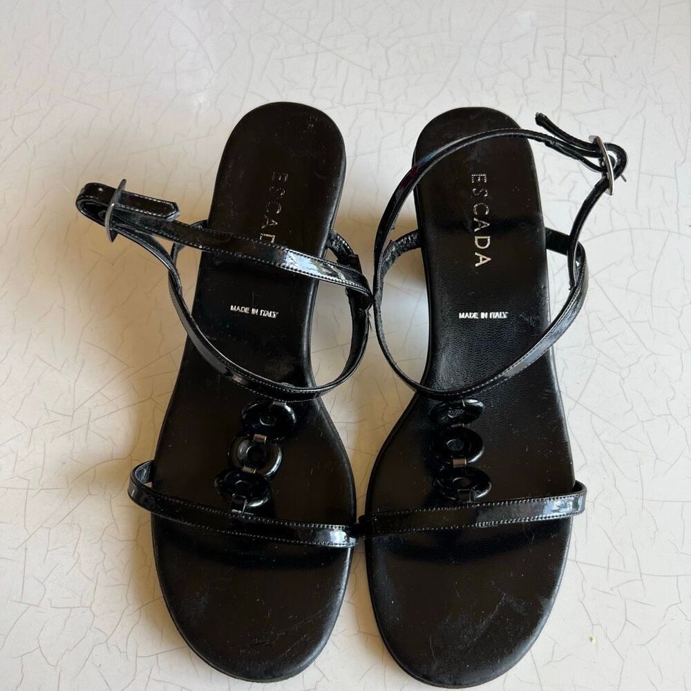 vintage Escada heels, featured in a classic black colorway